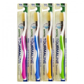 Зубная щетка со сверхтонкой двойной щетиной (средней жесткости и мягкой) “Турмалин” Tourmaline toothbrush