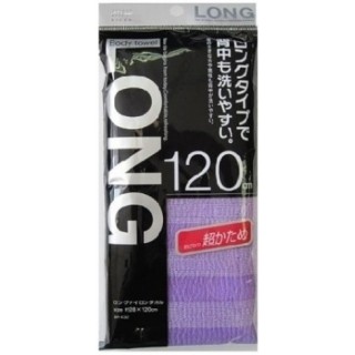 Японская массажная мочалка Aisen сверхжесткая удлиненная фиолетовая в полоску BH432