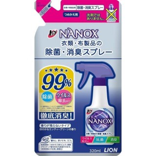 Спрей с антибактериальным и дезодорирующим эффектом Lion Super NANOX для одежды и текстиля, сменная упаковка, 320 мл.