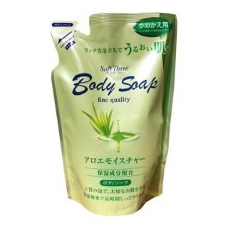 Крем-мыло для тела  Mitsuei Soft Three с экстрактом алоэ (глубоко увлажняющее), сменная упаковка, 400 мл.