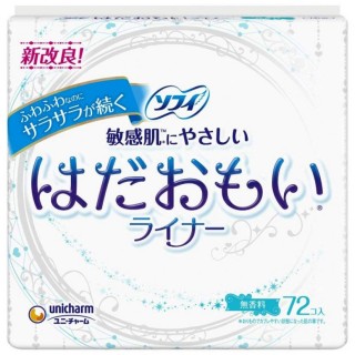 Ежедневные гигиенические прокладки Unicharm SOFY Kiyora для чувствительной кожи, без аромата, 14 см, 72 шт.