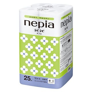 NEPIA Туалетная бумага двухслойная Nepi Nepi, без аромата 25 м, 12 рулонов