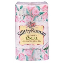 Двухслойная туалетная бумага парфюмированная с ароматом цветов SHIKOKU TOKUSHI Silltty Roman, 30 м, ...