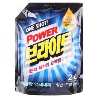 Жидкое средство с ферментами "One shot! Power Bright Liquid Detergent" придающее яркость, сменная упаковка, 2 л.