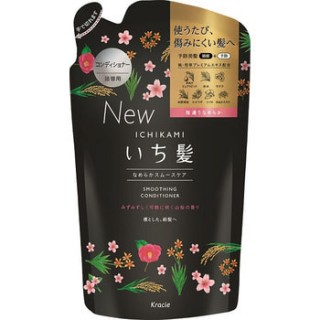 Кондиционер разглаживающий для поврежденных волос Kracie Ichikami с ароматом горной сакуры, сменная упаковка, 340 мл.
