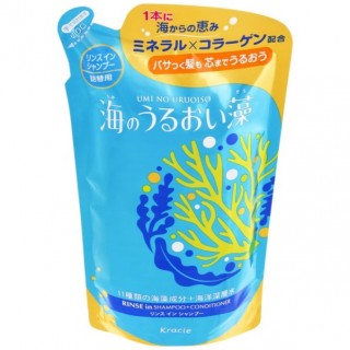Шампунь-ополаскиватель Umi No Uruoi Sou (2 в 1) увлажняющий с экстрактами морских водорослей, сменная упаковка, 420 мл.