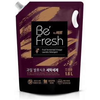 Жидкое средство для стирки CJ LION Be Fresh by Beat с виноградным уксусом, 1600 мл, сменная упаковка.