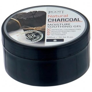 Универсальный увлажняющий гель Jigott Natural Charcoal Moisture Soothing Gel с древесным углем, 300 гр.