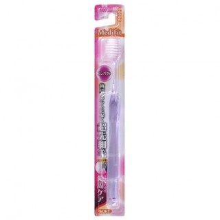 EBISU Medifit Clear Super Tapered Hair Зубная щетка с компактной чистящей головкой, плоским срезом сверхтонких щетинок и прозрачной ручкой (4-рядная) мягкая