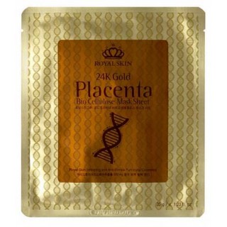Био Целлюлозная маска от морщин Royal Skin 24K Gold Placenta Bio Cellulose Mask Sheet 24 карата золота с плацентой, 35 гр.