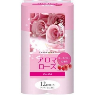 Туалетная бумага двухслойная FUJIEDA SEISHI аромат розы и малины, 27,5 м, 12 рулонов Арт. 131645