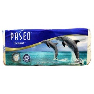 Туалетная бумага PASEO 4-х сл, 200 лист х 10 рул/уп с рисунком Дельфина. Арт. 211467
