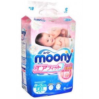 Подгузники детские одноразовые "Moony" размер S (от 4 до 8 кг) 81 шт.