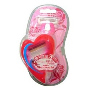Женский бритвенный станок с тройным лезвием Feather "Mermaid Rose Pink" (Русалочка) 2 кассеты