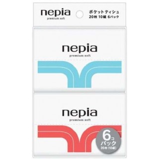 Бумажные двухслойные карманные платочки NEPIA Premium Soft 6 уп. по 10 шт. Арт. 631257