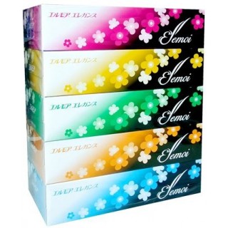 Бумажные двухслойные гигиенические салфетки Kami Shodji ELLEMOI Elegance, 200 шт. (5 пачек в упаковке). Арт. 700024