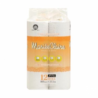 Туалетная бумага двухслойная IDESHIGYO "MARIEE CLAIRE", белая, 27.5 м, 12 рулонов