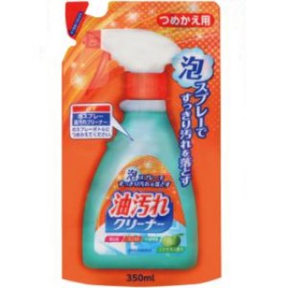 Очищающий спрей-пена для удаления масляных загрязнений на кухне Nihon Detergent Foam Spray Oil Cleaner, с ароматом лайма, 400 мл.
