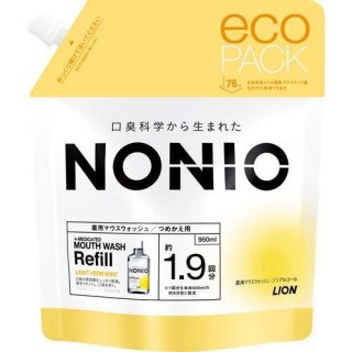 Профилактический зубной ополаскиватель Lion Nonio, без спирта, легкий аромат трав и мяты (сменная упаковка) 950 мл.