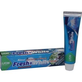 Паста зубная отбеливающая LION Thailand Fresh & White супер прохладная мята, 160 гр.  Арт. 806047