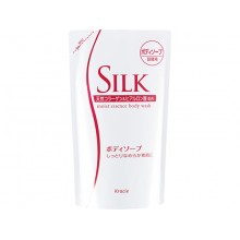 Увлажняющее жидкое мыло для тела Kracie Silk с природным коллагеном, сменная упаковка, 350 мл....