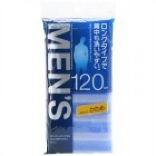 Японская массажная мочалка AISEN MENS жесткая удлиненная синяя в полоску BH431, 28х120 см.