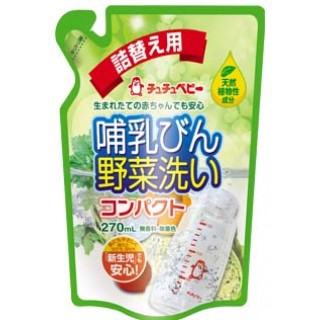CHU-CHU Baby Жидкое средство для мытья детских бутылочек, детской посуды, овощей и фруктов (повышенной концентрации), 270 мл (мягкая упаковка для перелива в бутылку.