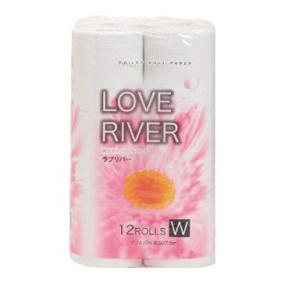 Туалетная бумага двухслойная IDESHIGYO "LOVE RIVER", 27.5 м, 12 рулонов