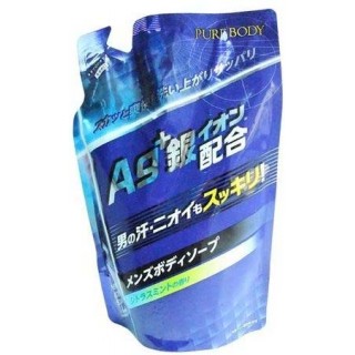 Крем-мыло для мужчин с ионами серебра Mitsuei Pure Body увлажняющее, дезодорирующее с ароматом мяты и цитруса, 400 мл.