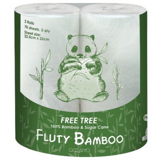 Двухслойные бумажные полотенца в рулоне Fluty (бамбук), 2 рулона