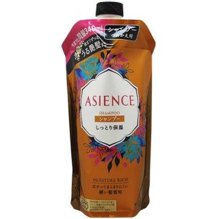 Увлажняющий шампунь для волос с медом и протеином жемчуга KAO "Asience", цветочный аромат, сменная упаковка, 340 мл.
