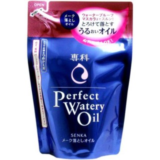 Гидрофильное масло для снятия макияжа Shiseido SENKA Perfect Watery Oil с гиалуроновой кислотой и протеинами шелка, сменная упаковка, 180 мл.