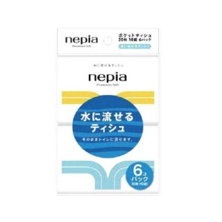 Бумажные двухслойные карманные платочки NEPIA Premium Soft (водорастворимые), 6 уп. по 10 шт. Арт. 631264